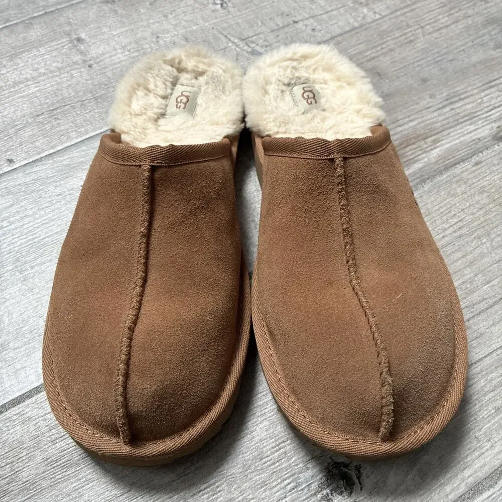 UGG Chestnut Shearling Lined Slides Slippers Kids 6 Women’s 8 Cozy Comfort